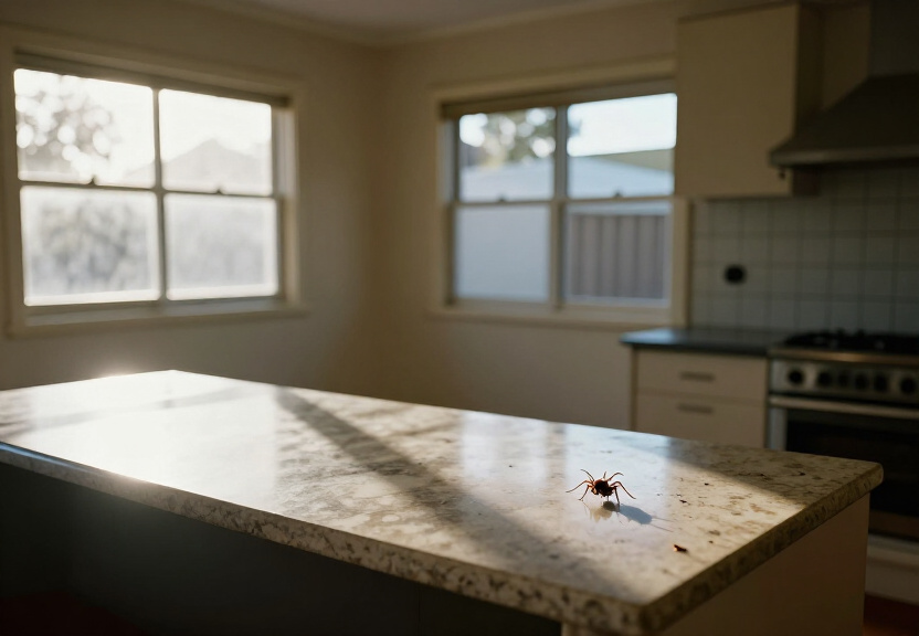 Spider webs in a Maroubra garage before treatment